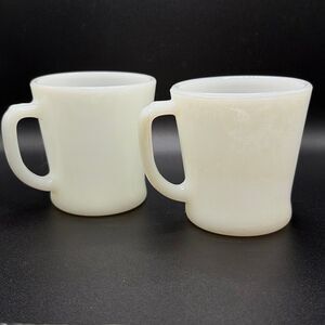 Vintage Fire King White Milk Glass Set of 2 Coffee Mugs 8oz USA 1950's
